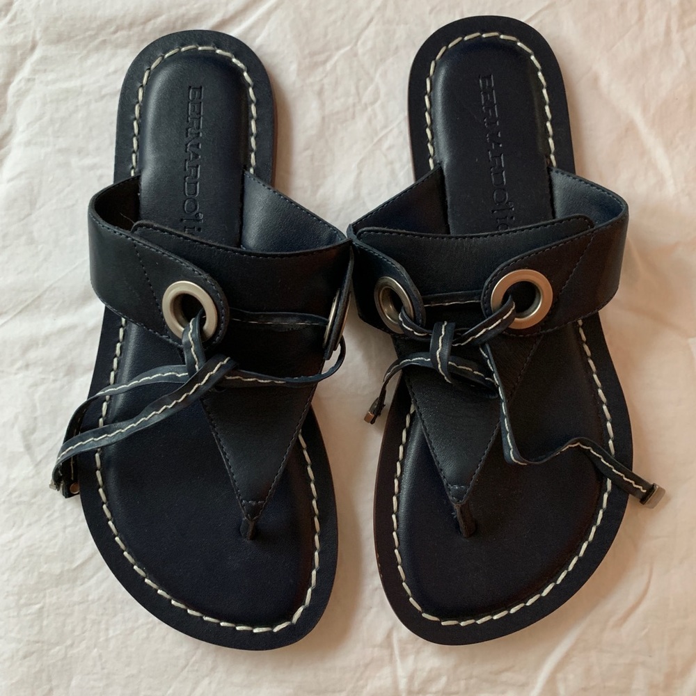 Brand New Never-Worn Navy Bernardo Thong Sandals